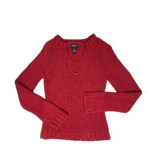 American Eagle Outfitters Women’s Knit V-neck Sweater Color Red Size Medium